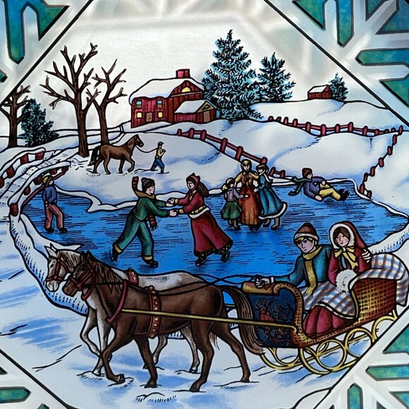 Vintage Glassmasters Christmas 1981 Stained Glass Winter Scene - Picture 2 of 4